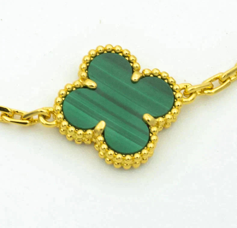 [LUXORA] CLOVER 5 MOTIF MALACHITE BRACELET COLLECTION