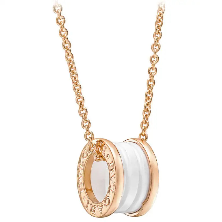 [LUXORA]ZERO 1 WHITE CERAMIC PINK GOLD DIAMOND NECKLACE