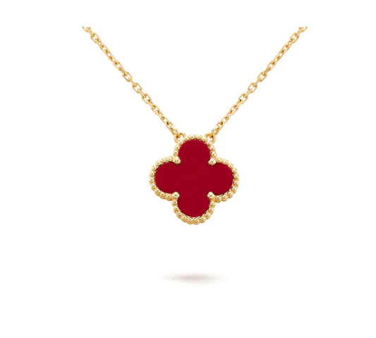 [LUXORA]CLOVER 15MM KARNEOL EINZELBLUMEN-HALSKEKETTE