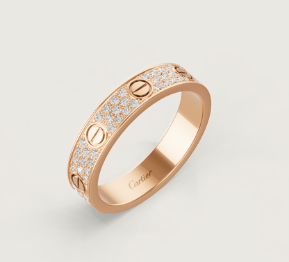 [LUXORA]LOVE RING 4mm-wide full-diamond ring Rose Gold