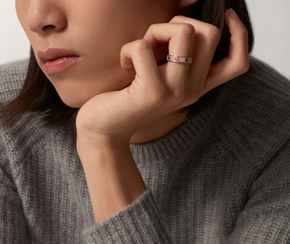 [LUXORA]LOVE RING 4mm-wide full-diamond ring Rose Gold