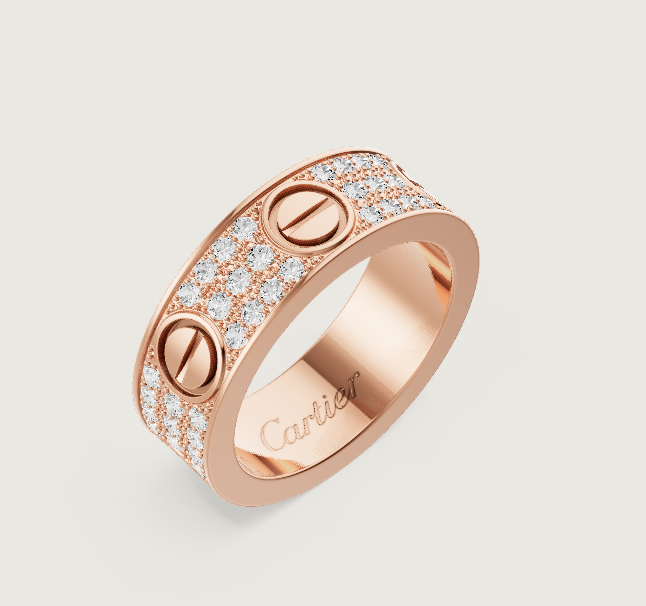 [LUXORA]LOVE RING 6.5mm-wide full-diamond ring Rose Gold