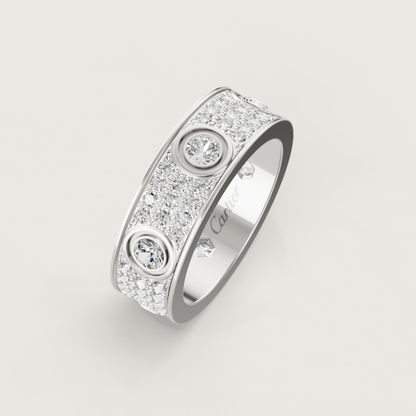 [LUXORA]LOVE RING 6.5MM Full Diamond, 6 Major Diamonds Silver