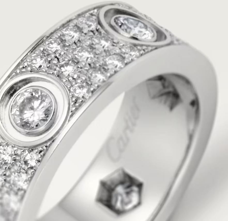 [LUXORA]LOVE RING 6.5MM Full Diamond, 6 Major Diamonds Silver