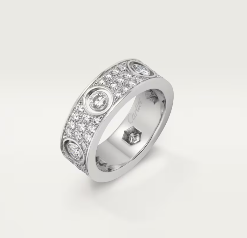 [LUXORA]LOVE RING 6.5MM Full Diamond, 6 Major Diamonds Silver