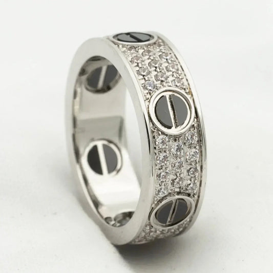 [LUXORA]LOVE RING 5.5MM DIAMONDS PAVED CERAMIC