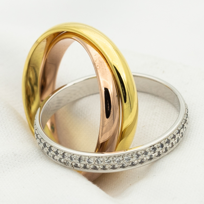 [LUXORA Jewelry]TRINITY RING GOLD PINK GOLD SILVER DIAMONDS