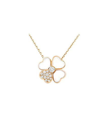 [LUXORA]CLOVER MOP DIAMOND ROSE GOLD NECKLACE