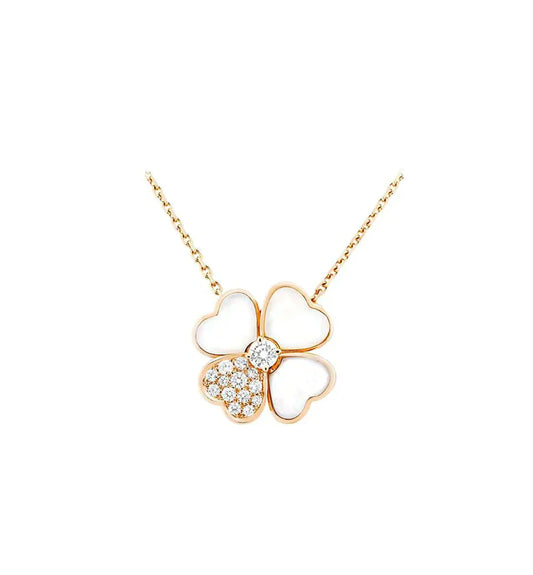 [LUXORA]CLOVER MOP DIAMOND ROSE GOLD NECKLACE