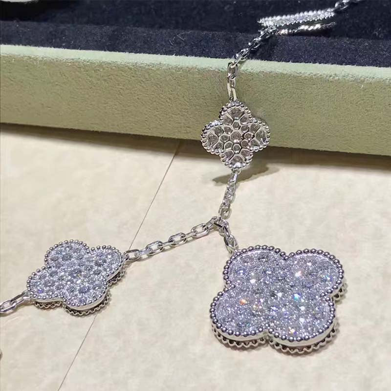 [LUXORA]CLOVER 6 MOTIFS SILVER DIAMOND BRACELET