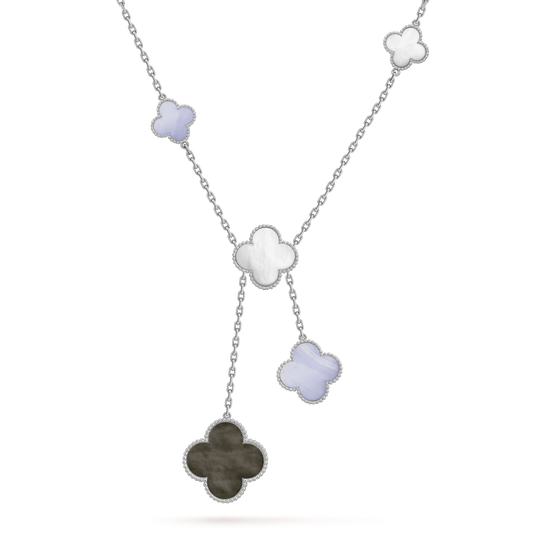 [LUXORA]KLEE MOP CHALCEDON HALSKETTE SILBER 6 MOTIVE