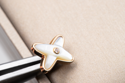 [LUXORA]JEUX DE WHITE MOP PINK GOLD DIAMOND EARRINGS