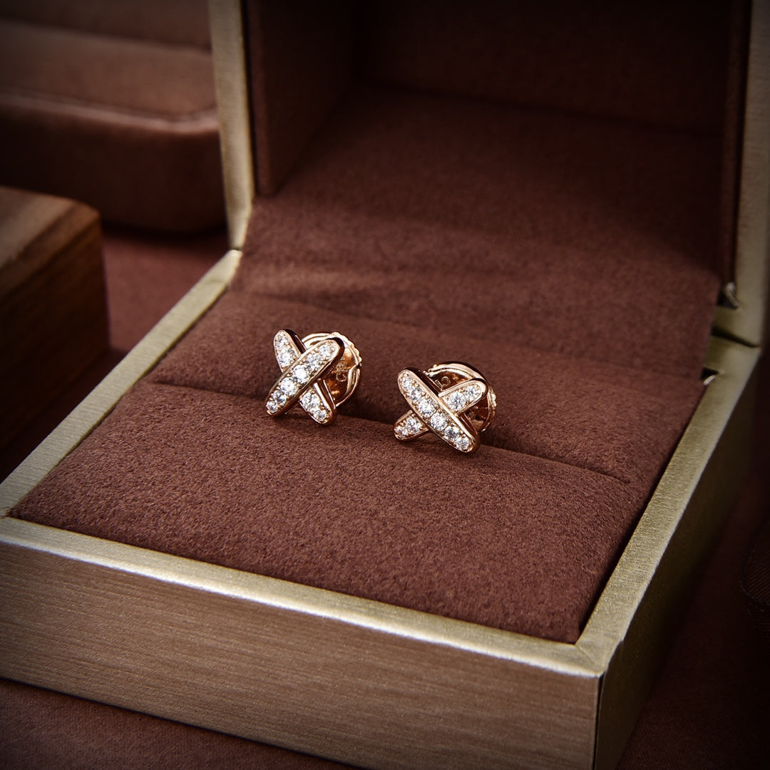 [LUXORA]JEUX DE GOLD DIAMOND EARRINGS