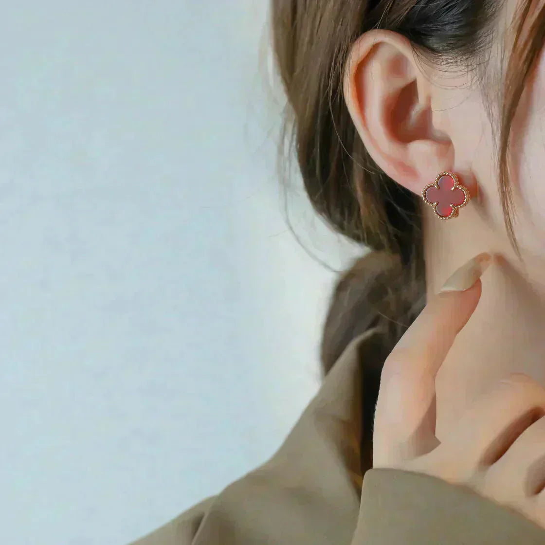 [LUXORA]CLOVER MEDIUM 1 MOTIFS CARNELIAN  EARRINGS