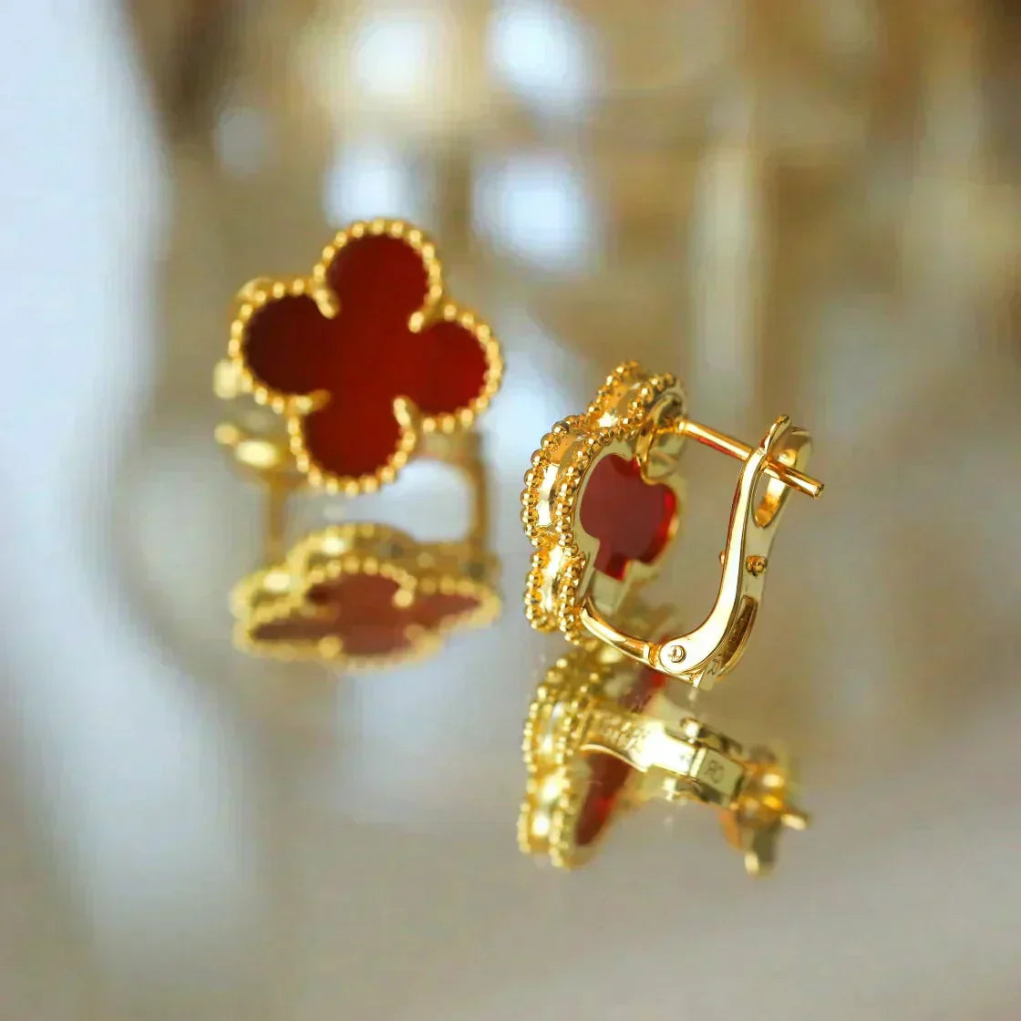 [LUXORA]CLOVER MEDIUM 1 MOTIFS CARNELIAN  EARRINGS