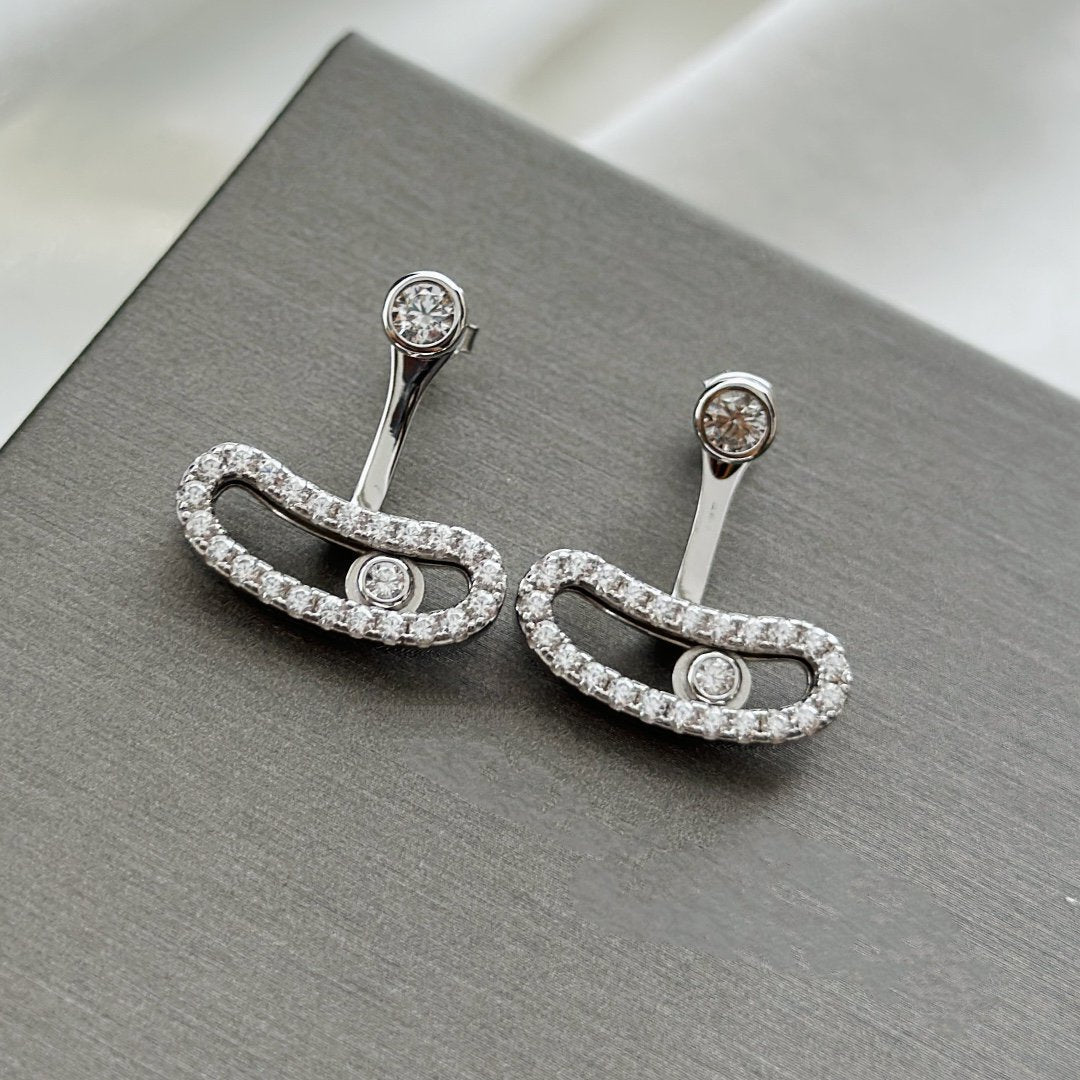 [LUXORA]MOVE UNO SILVER DIAMOND EARRINGS