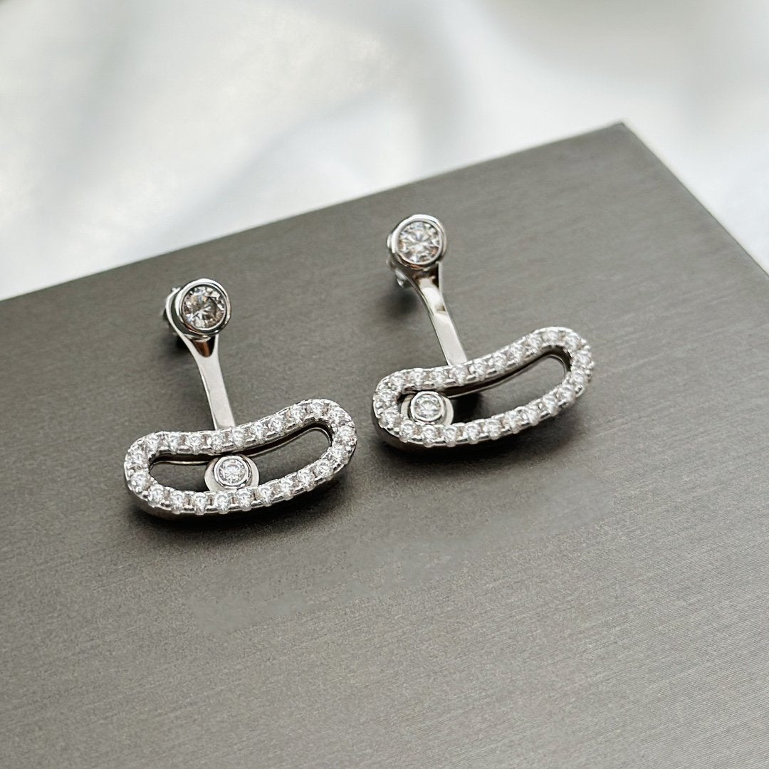 [LUXORA]MOVE UNO SILVER DIAMOND EARRINGS