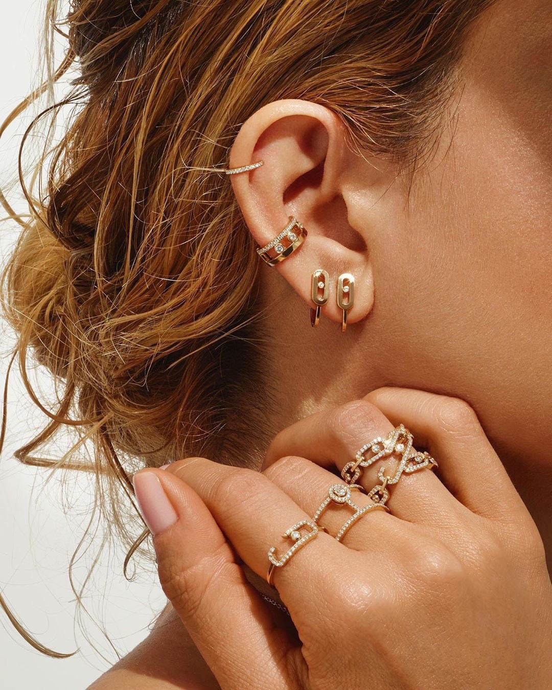 [LUXORA]CREOLES MOVE UNO MINI 1 DIAMOND EARRINGS