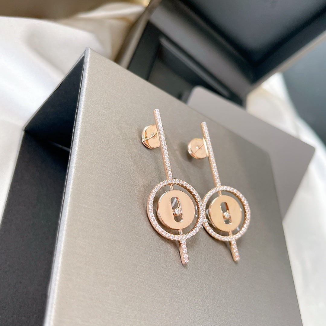 [LUXORA]Demo MOVE ARROW PINK GOLD DIAMOND EARRINGS