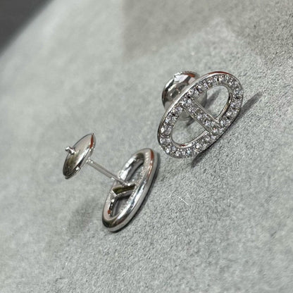 [LUXORA]HM FULL DIAMOND PIG NOSE STUD EARRINGS