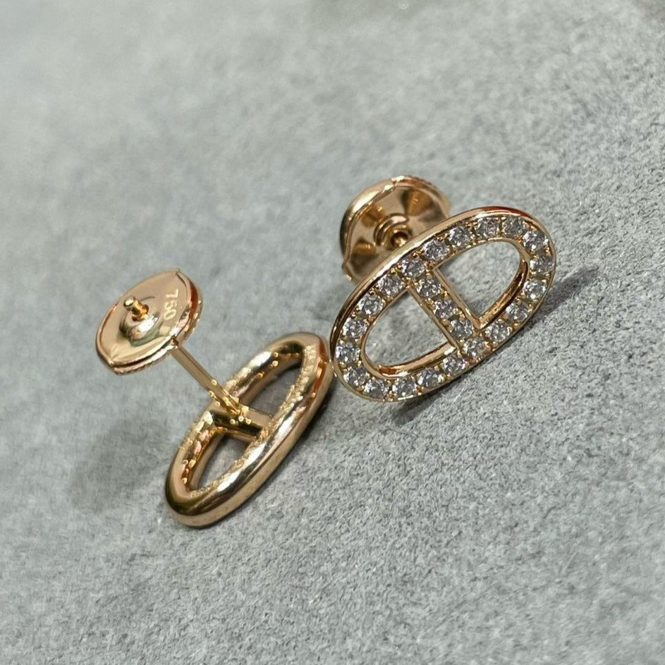 [LUXORA]HM FULL DIAMOND PIG NOSE STUD EARRINGS