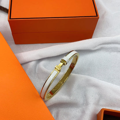 [LUXORA]CLASSIC HM CLIC WHITE 8MM ENAMEL BRACELET