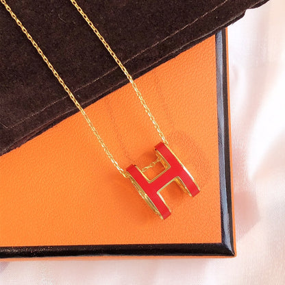 [LUXORA]HM CLIC RED ENAMEL GOLD NECKLACE