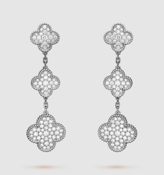 [LUXORA]CLOVER 3 MOTIV DIAMANT SILBER OHRHÄNGER