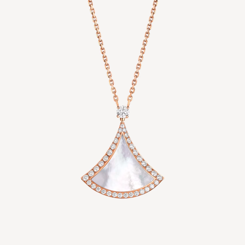 [LUXORA]DREAM MOP DIAMOND PAVED PINK GOLD NECKLACE