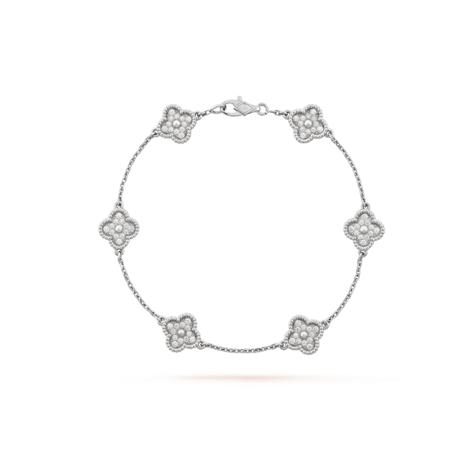 [LUXORA]CLOVER 6 MOTIF SILVER DIAMOND BRACELET