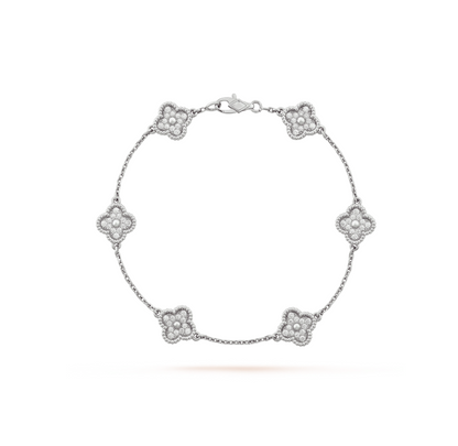 [LUXORA]CLOVER 6 MOTIF SILVER DIAMOND BRACELET
