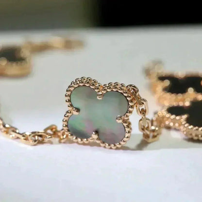[LUXORA] CLOVER 5 MOTIF GRAY MOP BRACELET COLLECTION