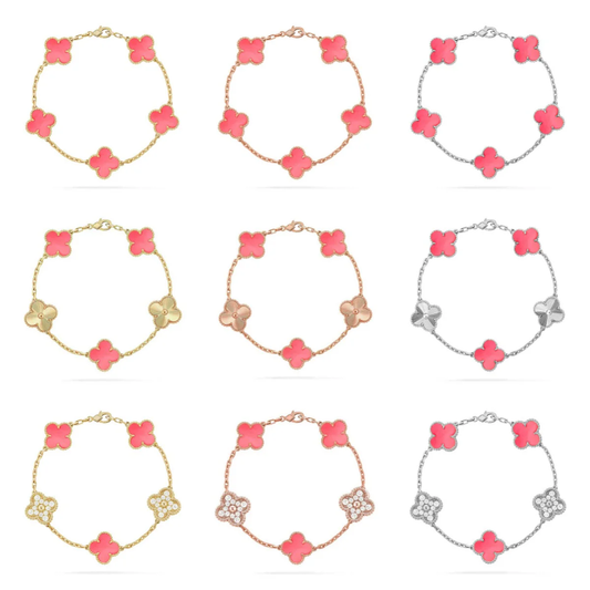 [LUXORA] CLOVER 5 MOTIFS  PINK MOP BRACELET COLLECTION