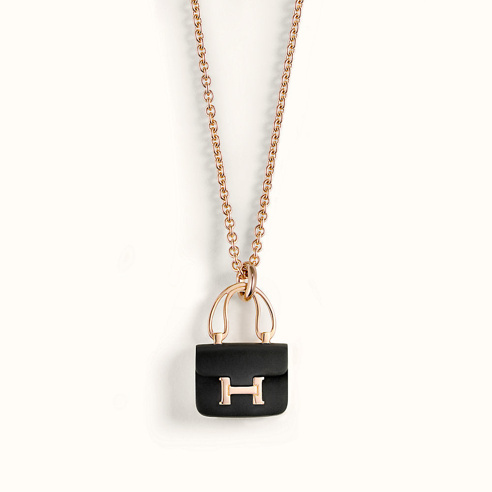 [LUXORA]CONSTANCE BLACK PEDANT PINK GOLD NECKLACE