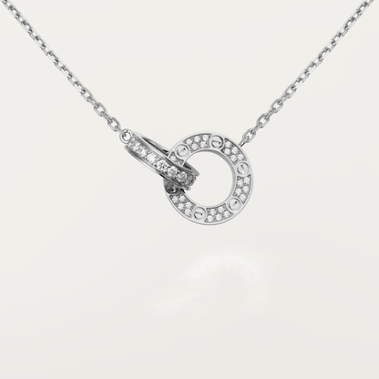 [LUXORA]LOVE 7.6MM NECKLACE ROSE GOLD AND SILVER  FULL DIAMOND