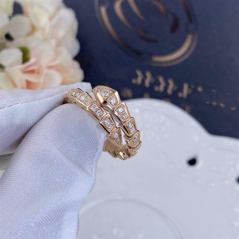 [LUXORA]SERPENTI RING PINK GOLD DIAMOND PAVED 4MM