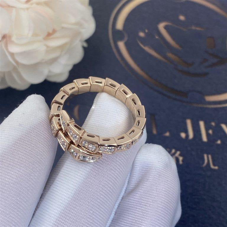 [LUXORA]SERPENTI RING PINK GOLD DIAMOND PAVED 4MM