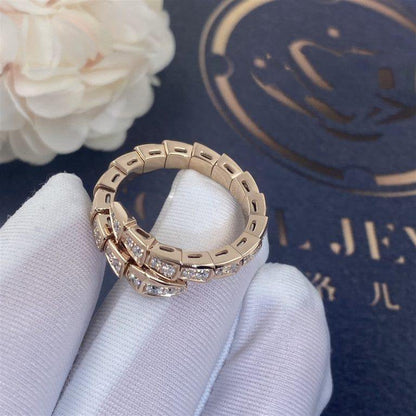 [LUXORA]SERPENTI RING PINK GOLD DIAMOND PAVED 4MM