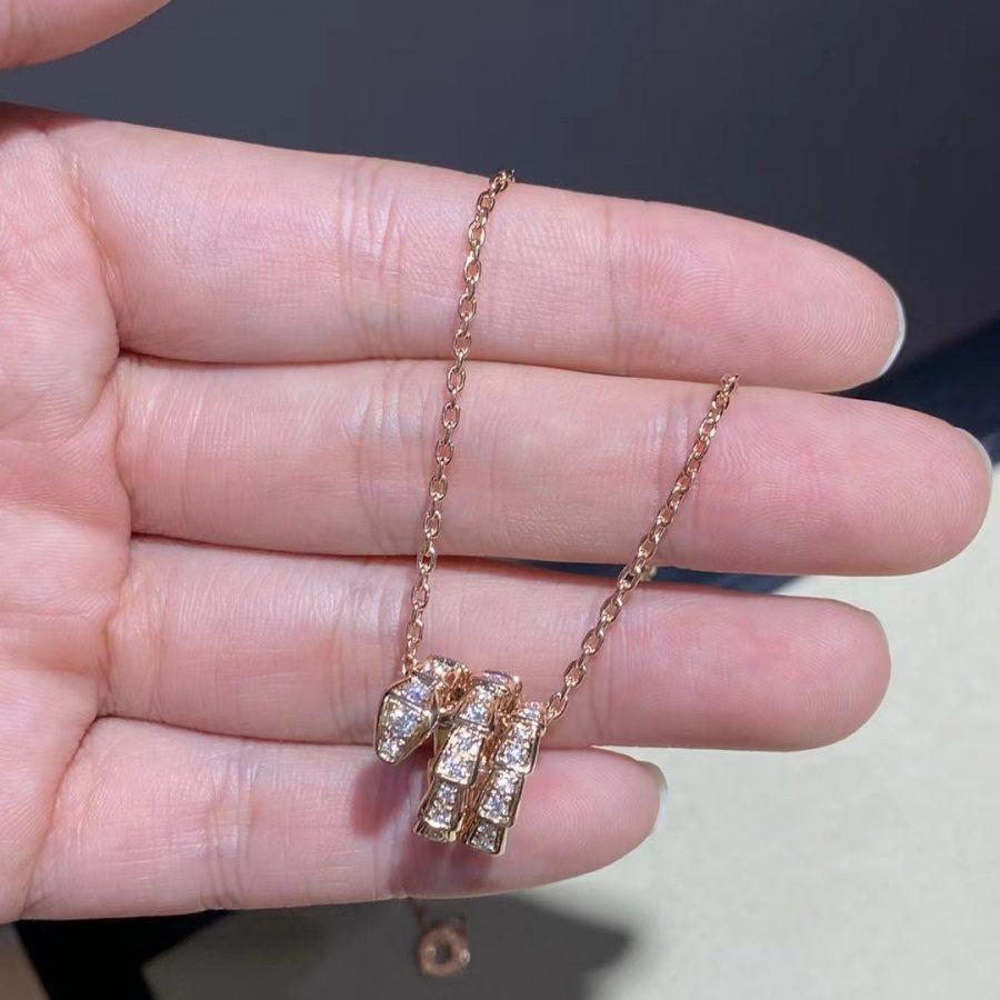 [LUXORA]SERPENTI PINK GOLD NECKLACE DOUBLE RING DIAMOND