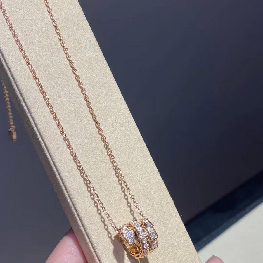 [LUXORA]SERPENTI PINK GOLD NECKLACE DOUBLE RING DIAMOND