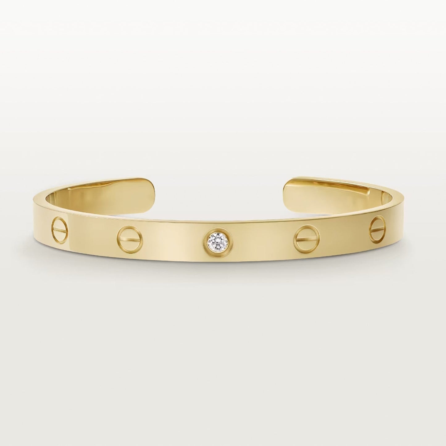 [⭐JeweliWhal]LOVE BRACELET 6.1MM 1 DIAMOND OPEN CUFF