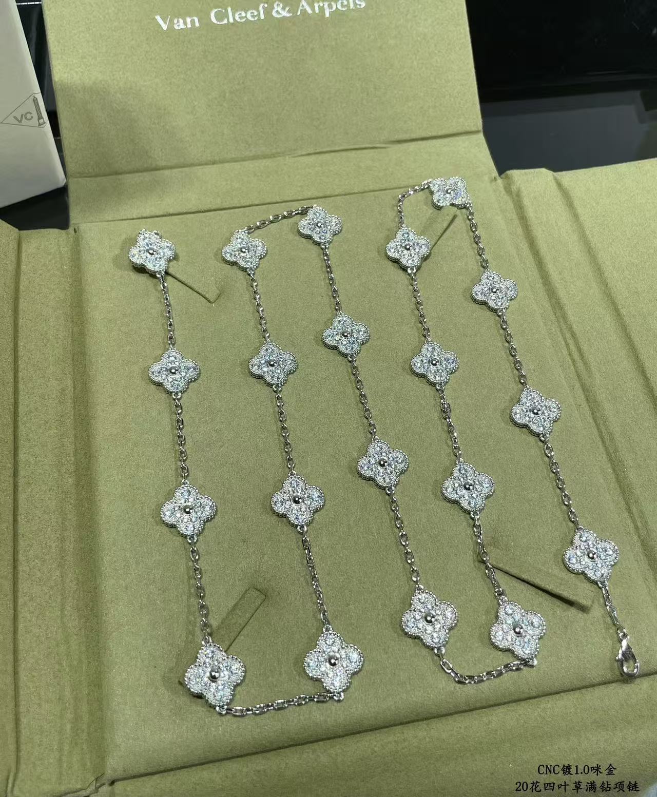 [LUXORA]CLOVER 20 MOTIFS FULL-DIAMOND NECKLACE