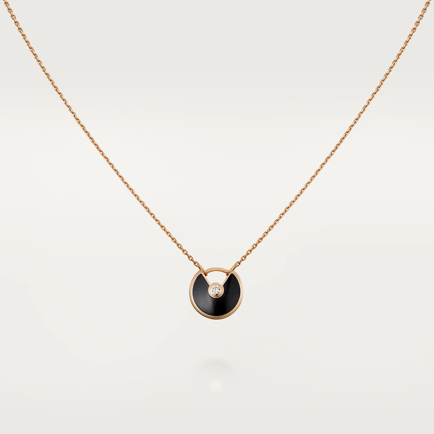 [LUXORA]AMULETTE ROSE GOLD ONYX NECKLACE