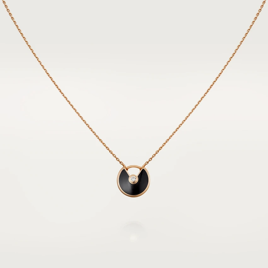 [LUXORA]AMULETTE ROSE GOLD ONYX NECKLACE