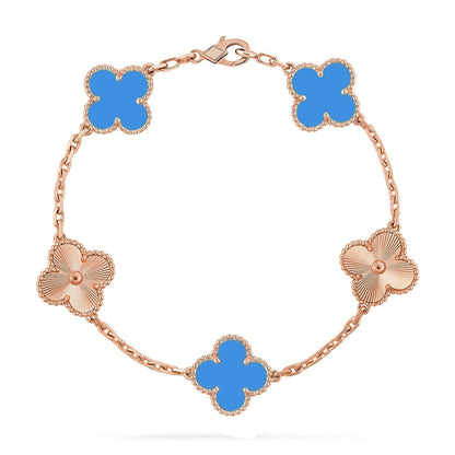 [LUXORA] CLOVER 5 MOTIF BLUE AGATE BRACELET COLLECTION