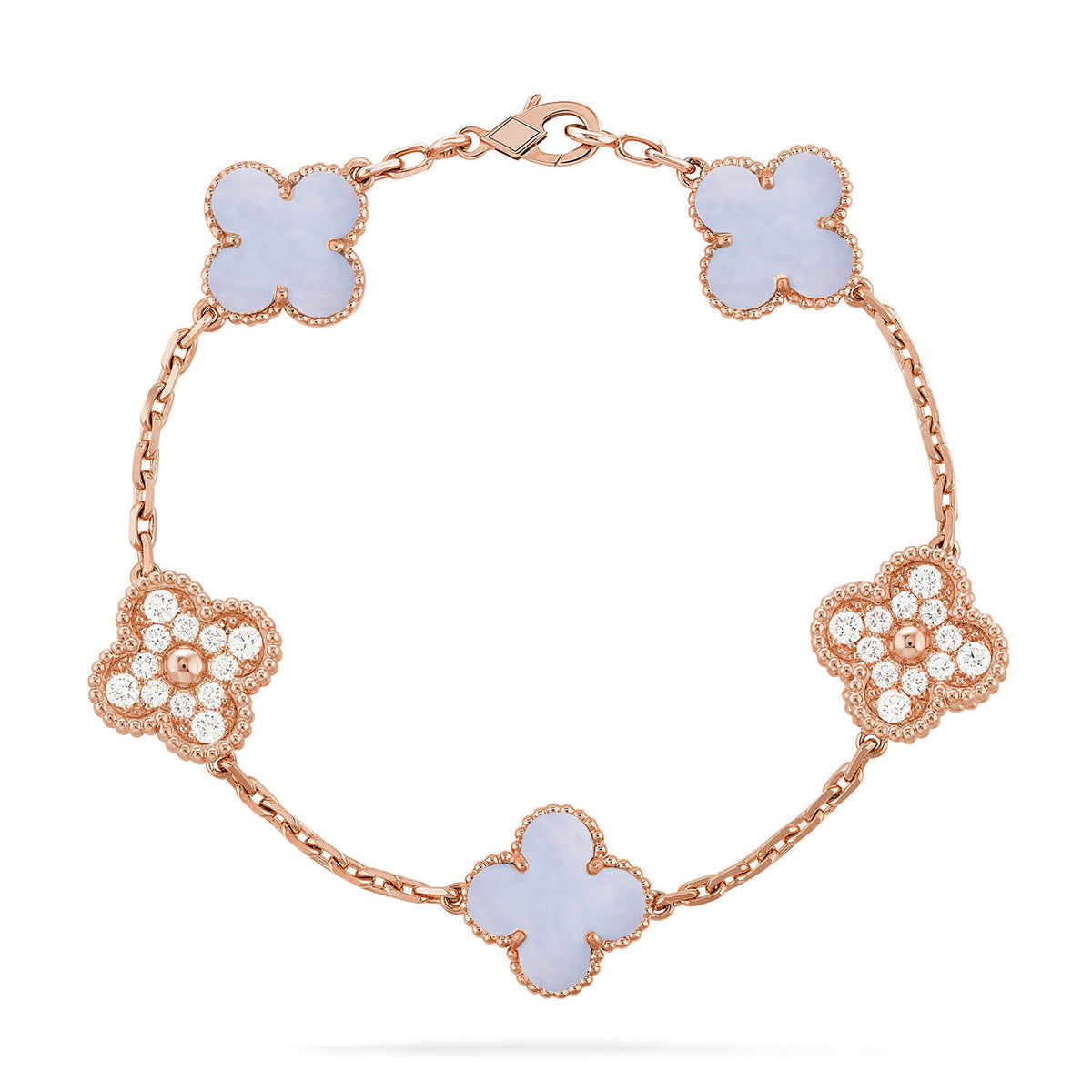 [LUXORA] CLOVER 5 MOTIF PURPLE CHALCEDONY BRACELET COLLECTION