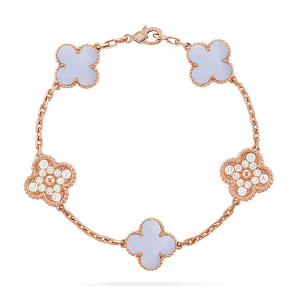 [LUXORA] CLOVER 5 MOTIF PURPLE CHALCEDONY BRACELET COLLECTION