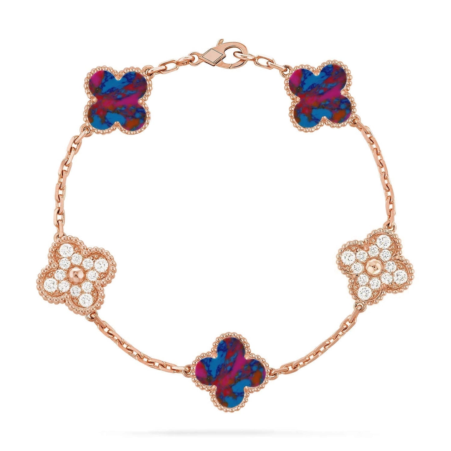 [LUXORA]CLOVER 5 MOTIF COLOR GEMSTONES BRACELET COLLECTION