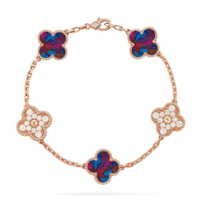 [LUXORA]CLOVER 5 MOTIF COLOR GEMSTONES BRACELET COLLECTION