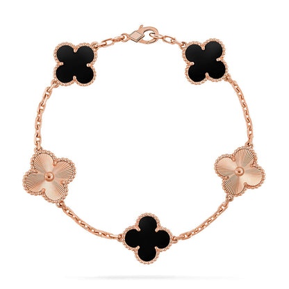 [LUXORA] CLOVER 5 MOTIF ONYXS BRACELET COLLECTION